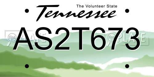 AS2T673 Tennessee License Plate