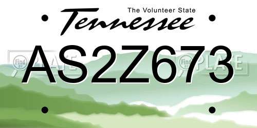 AS2Z673 Tennessee License Plate