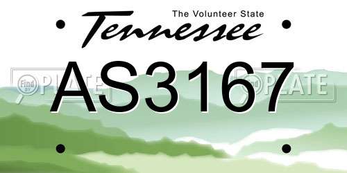 AS3167 Tennessee License Plate