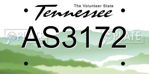 AS3172 Tennessee License Plate