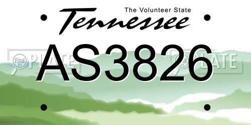 AS3826 Tennessee License Plate