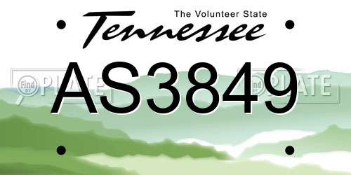 AS3849 Tennessee License Plate