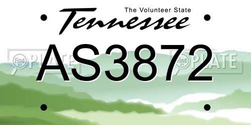 AS3872 Tennessee License Plate