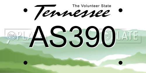 AS390 Tennessee License Plate