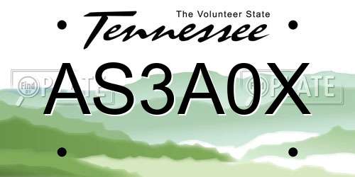 AS3A0X Tennessee License Plate