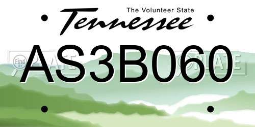 AS3B060 Tennessee License Plate