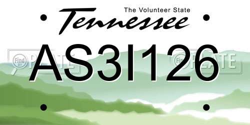 AS3I126 Tennessee License Plate