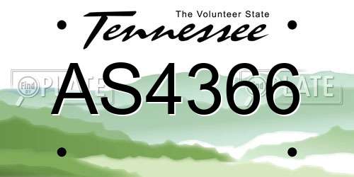 AS4366 Tennessee License Plate