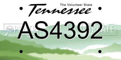 AS4392 Tennessee License Plate