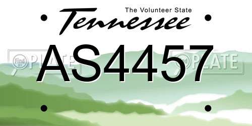 AS4457 Tennessee License Plate