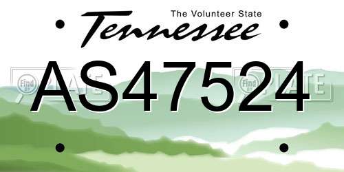 AS47524 Tennessee License Plate
