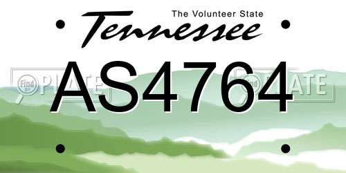 AS4764 Tennessee License Plate