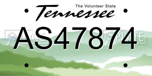 AS47874 Tennessee License Plate