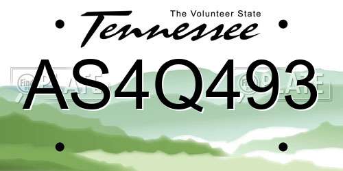 AS4Q493 Tennessee License Plate