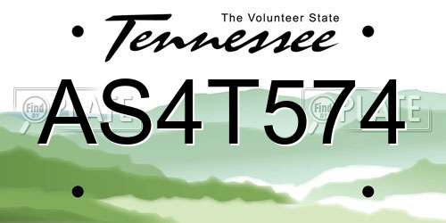AS4T574 Tennessee License Plate