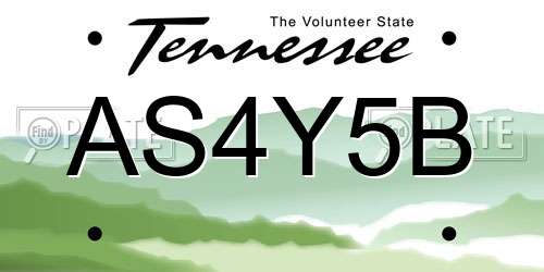 AS4Y5B Tennessee License Plate
