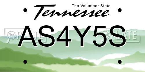 AS4Y5S Tennessee License Plate