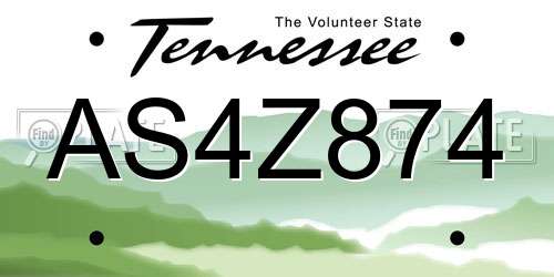 AS4Z874 Tennessee License Plate