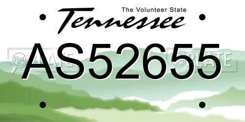 AS52655 Tennessee License Plate