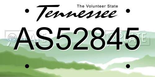 AS52845 Tennessee License Plate