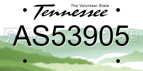 AS53905 Tennessee License Plate
