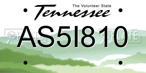 AS5I810 Tennessee License Plate