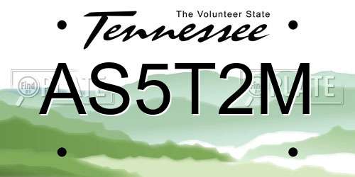 AS5T2M Tennessee License Plate
