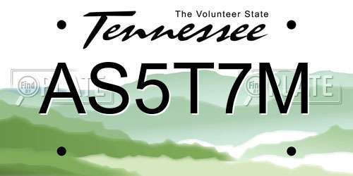AS5T7M Tennessee License Plate
