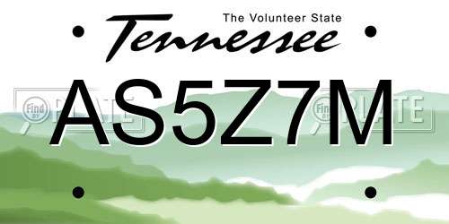 AS5Z7M Tennessee License Plate