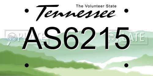 AS6215 Tennessee License Plate