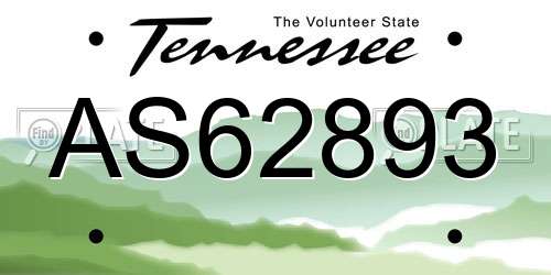 AS62893 Tennessee License Plate