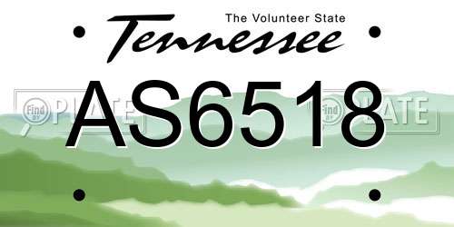 AS6518 Tennessee License Plate