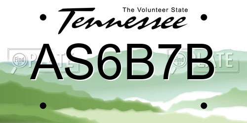 AS6B7B Tennessee License Plate