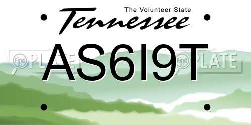 AS6I9T Tennessee License Plate