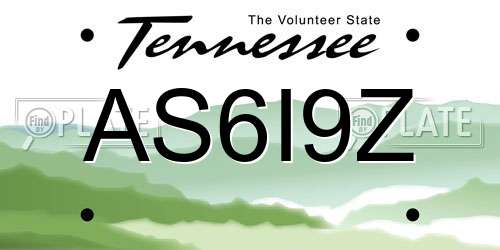 AS6I9Z Tennessee License Plate