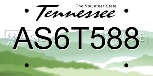 AS6T588 Tennessee License Plate