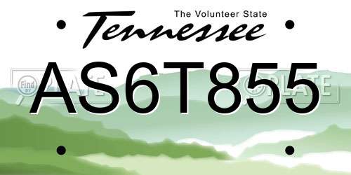 AS6T855 Tennessee License Plate