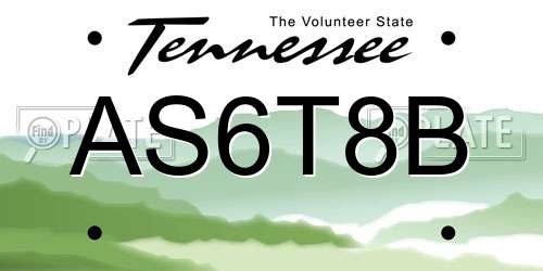 AS6T8B Tennessee License Plate