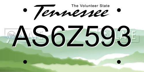 AS6Z593 Tennessee License Plate