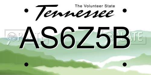 AS6Z5B Tennessee License Plate
