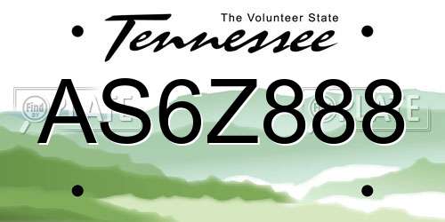 AS6Z888 Tennessee License Plate