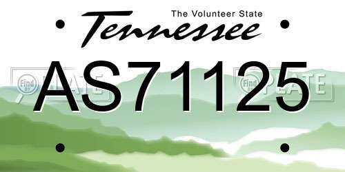AS71125 Tennessee License Plate