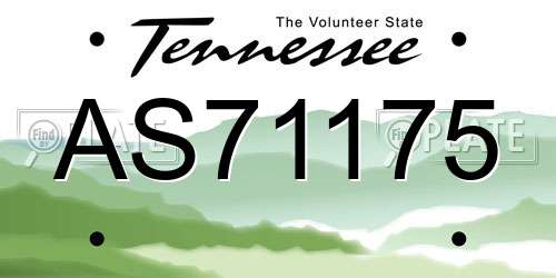 AS71175 Tennessee License Plate