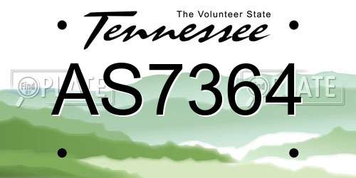 AS7364 Tennessee License Plate