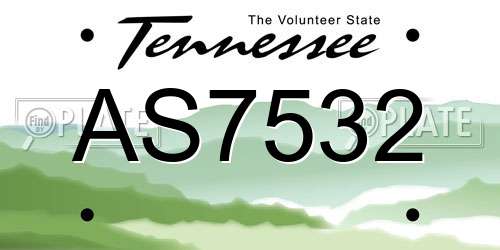 AS7532 Tennessee License Plate