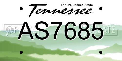 AS7685 Tennessee License Plate