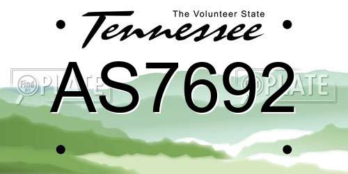 AS7692 Tennessee License Plate