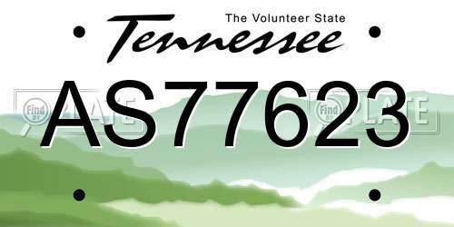 AS77623 Tennessee License Plate