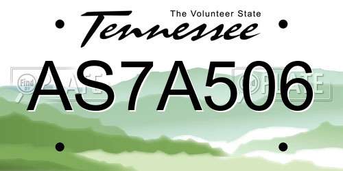 AS7A506 Tennessee License Plate