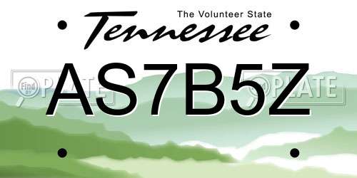 AS7B5Z Tennessee License Plate